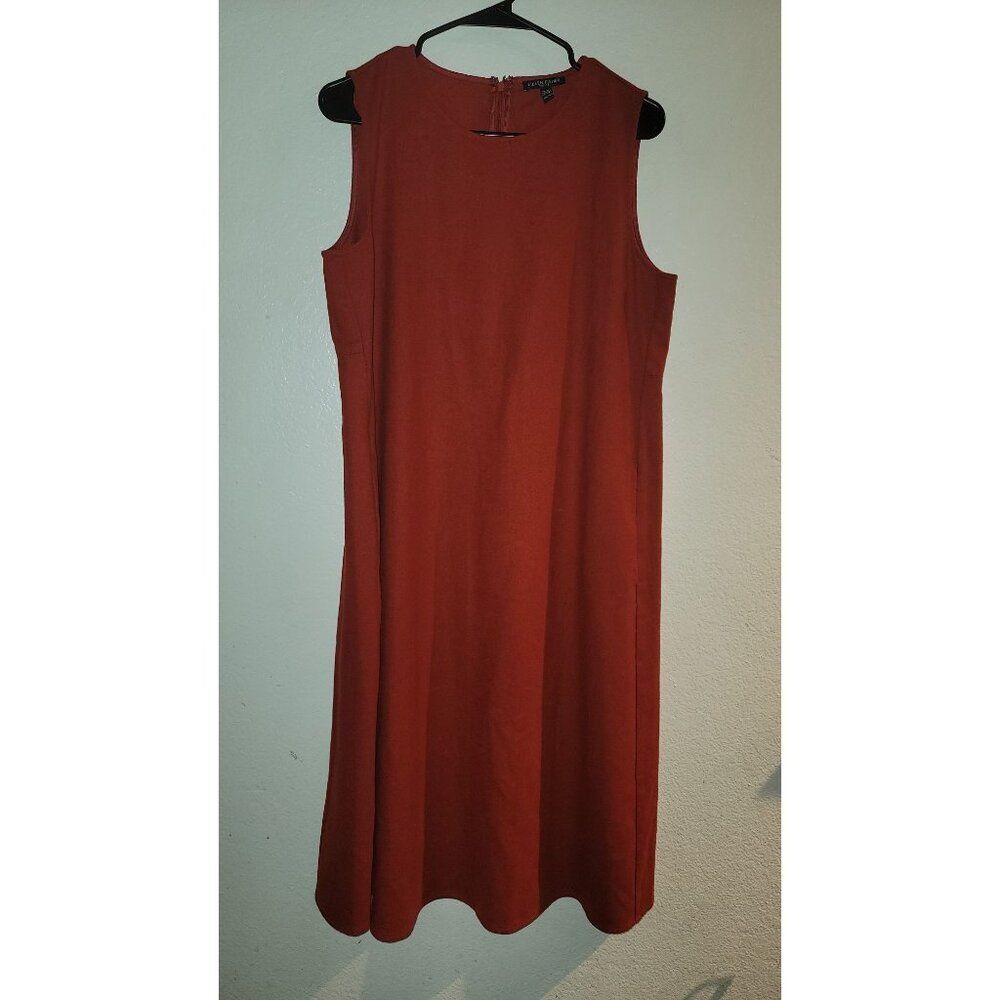Eileen Fisher Red 100% Wool Sleeveless MIdi Dress Size MP